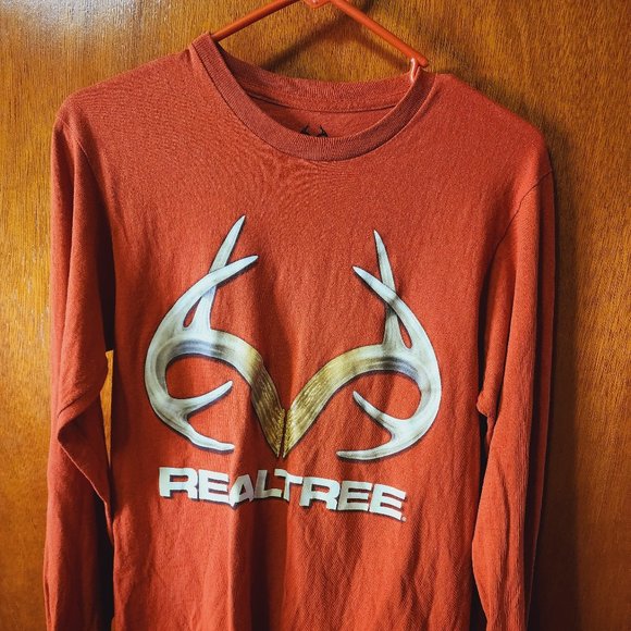 Men's Small (34-36) Realtree Orange Graphic Print Crew Neck Long Sleeve Shirt - Picture 1 of 5